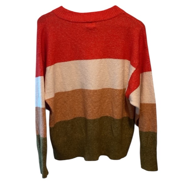 A New Day Red/Tan Oversized Colorblock Sweater, Size Medium - Picture 2 of 4